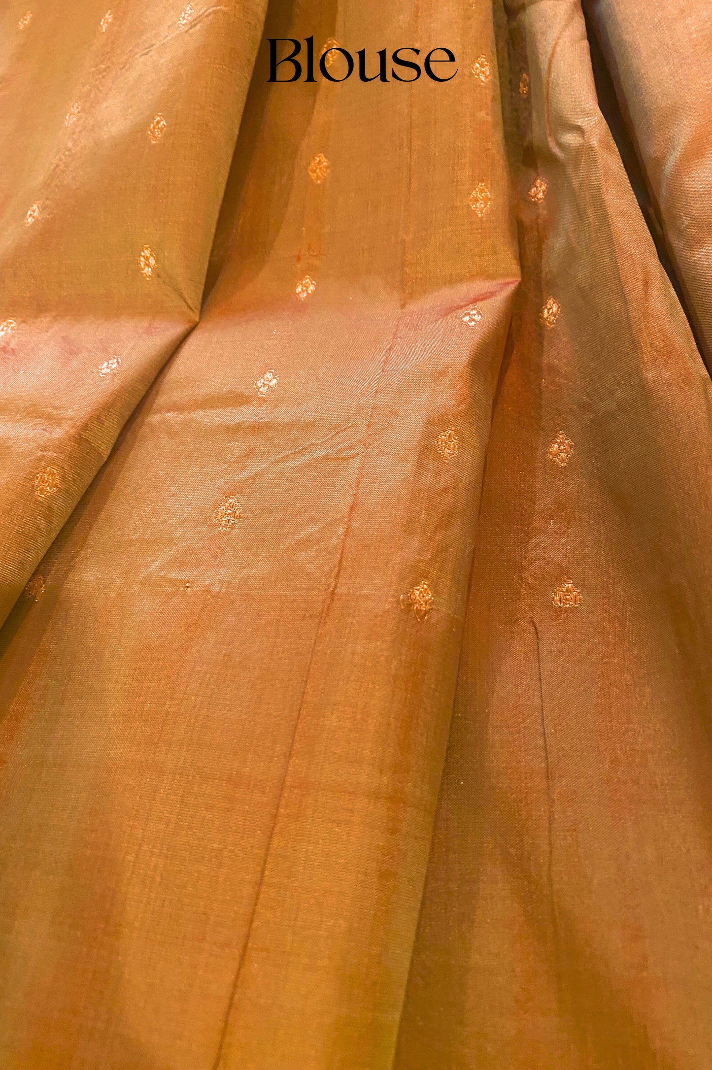 Pearlescent Rusty Beige Banarasi Pure Katan Silk Saree With Copper Zari