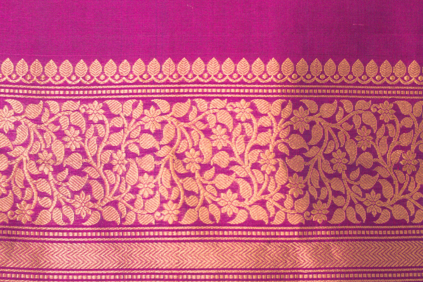 Hydrangea Motif Pure Katan Magenta Banarasi Saree