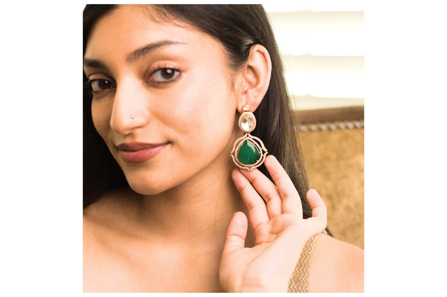 Emerald Green Moissanite Statement Earrings