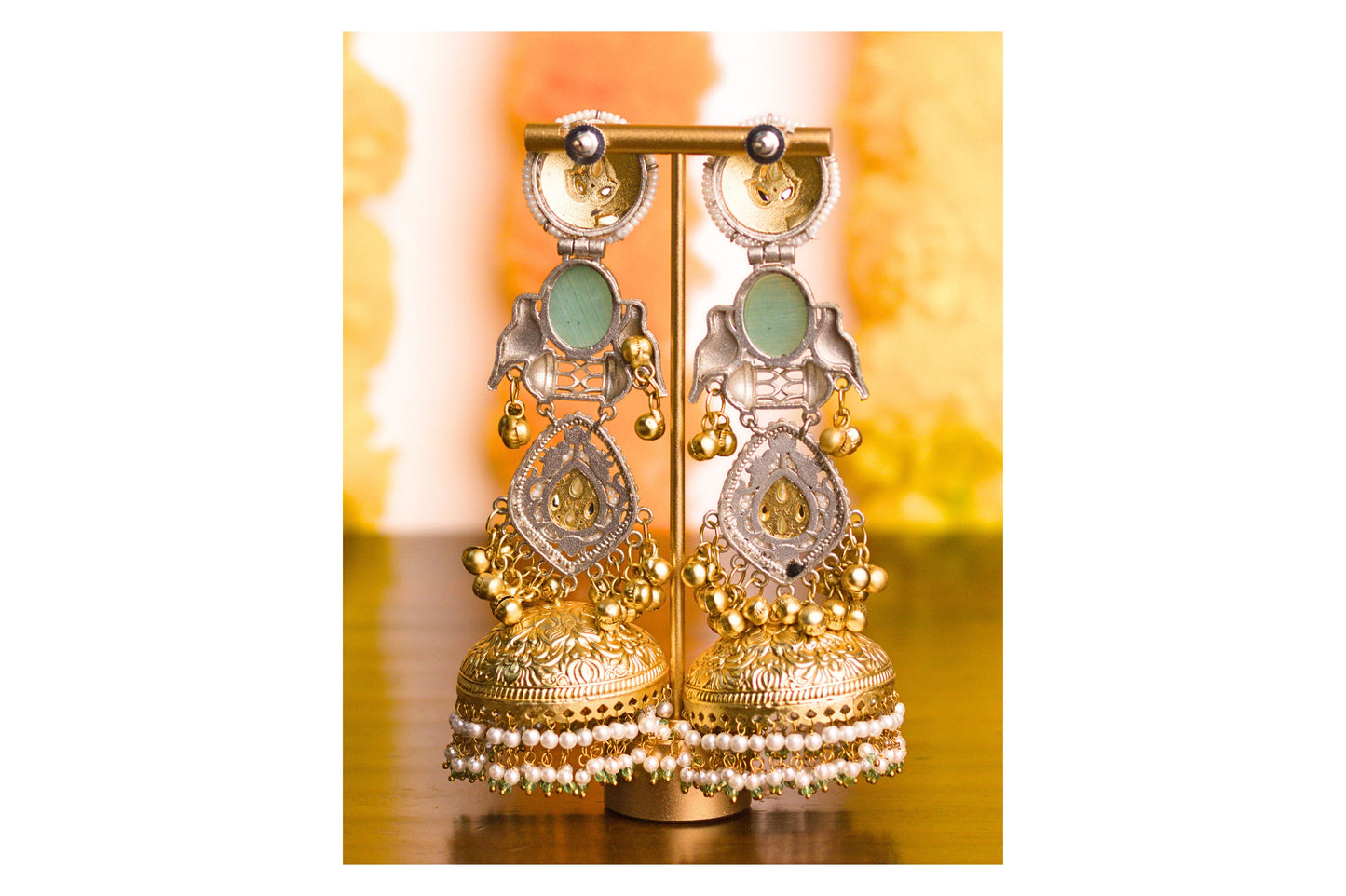 Aqua Stone Chidiya Jhumkas