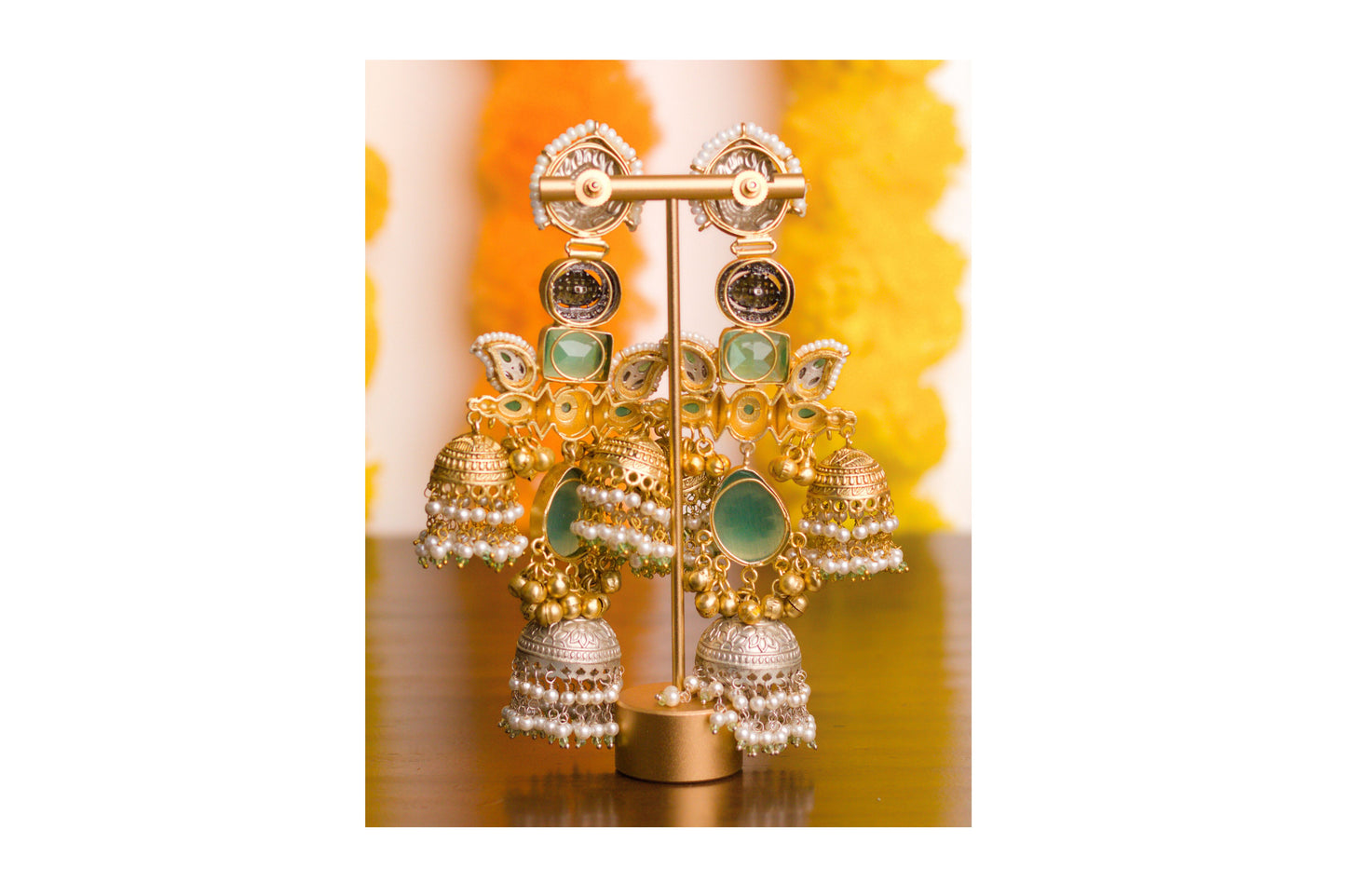 Aqua Sona Chandi Teen Jhumkas