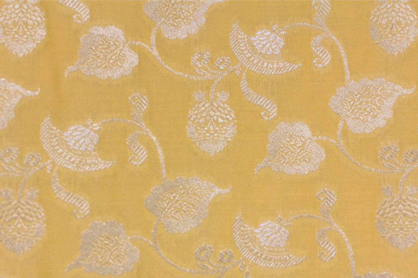 Buttery Lemon Pure Katan Silk Saree with Jangla Pattern And Kadhiyal border.