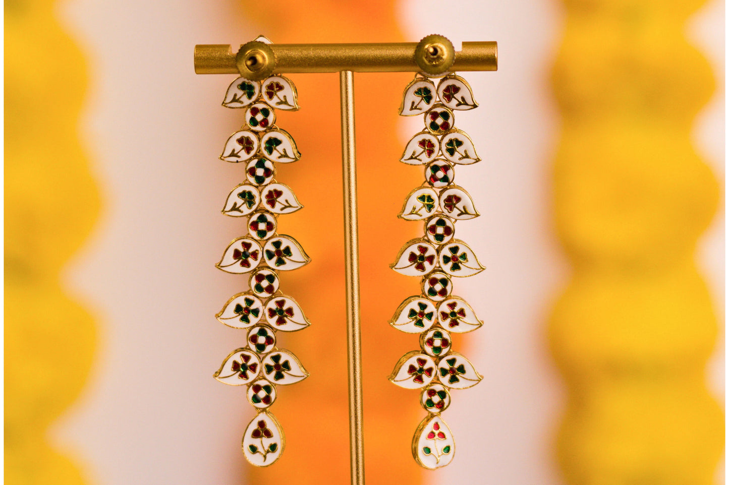 Kundan Leaf Trails Drop Earrings