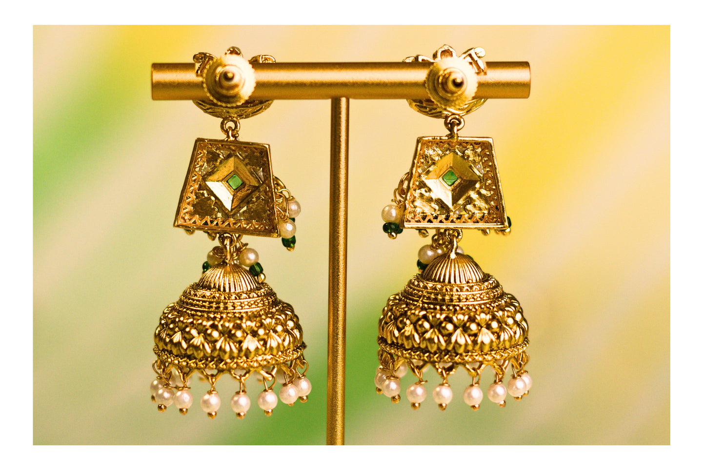 Temple Inspired Green Dainty Paisley Jhumkas