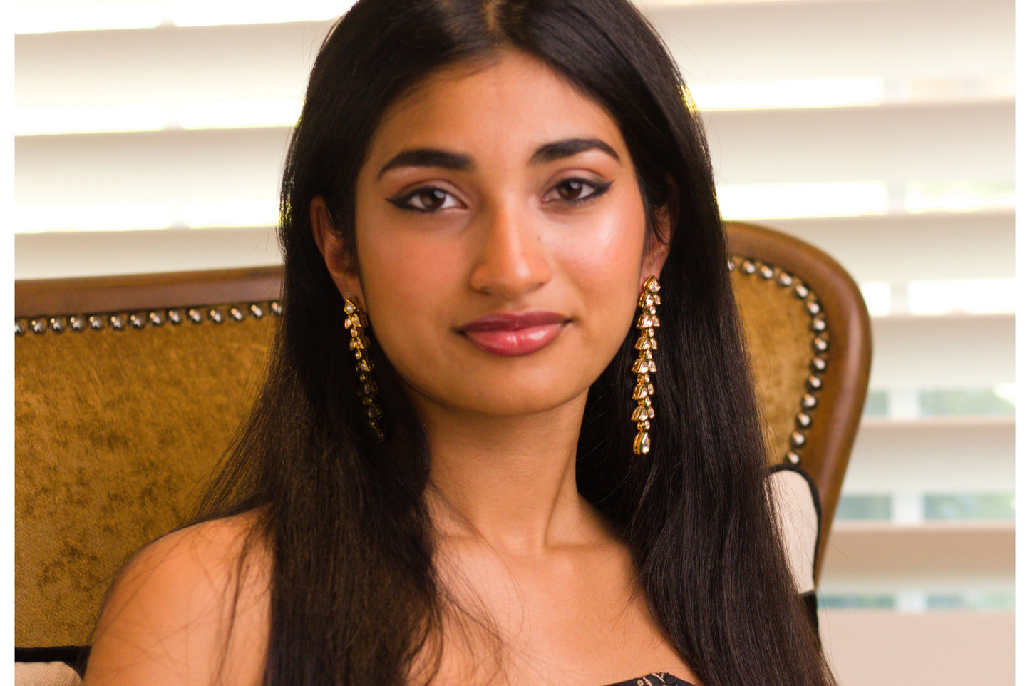 Kundan Leaf Trails Drop Earrings