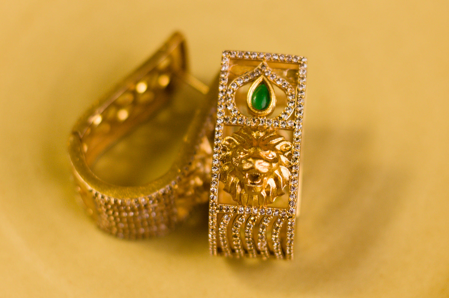 Stone Studded Lion Motif Hoops