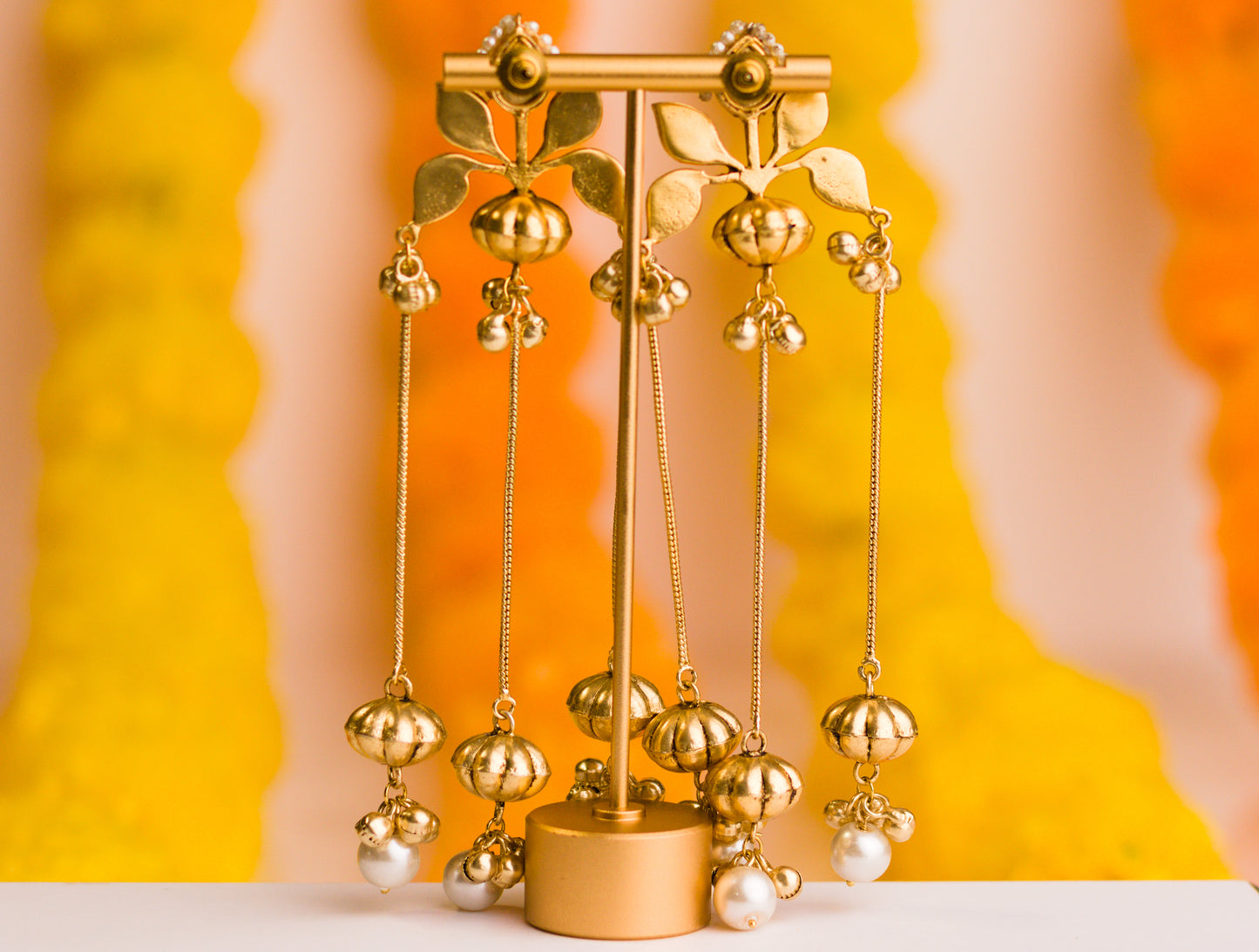 Chain and Ghungroo Green Pachi Kundan Bali