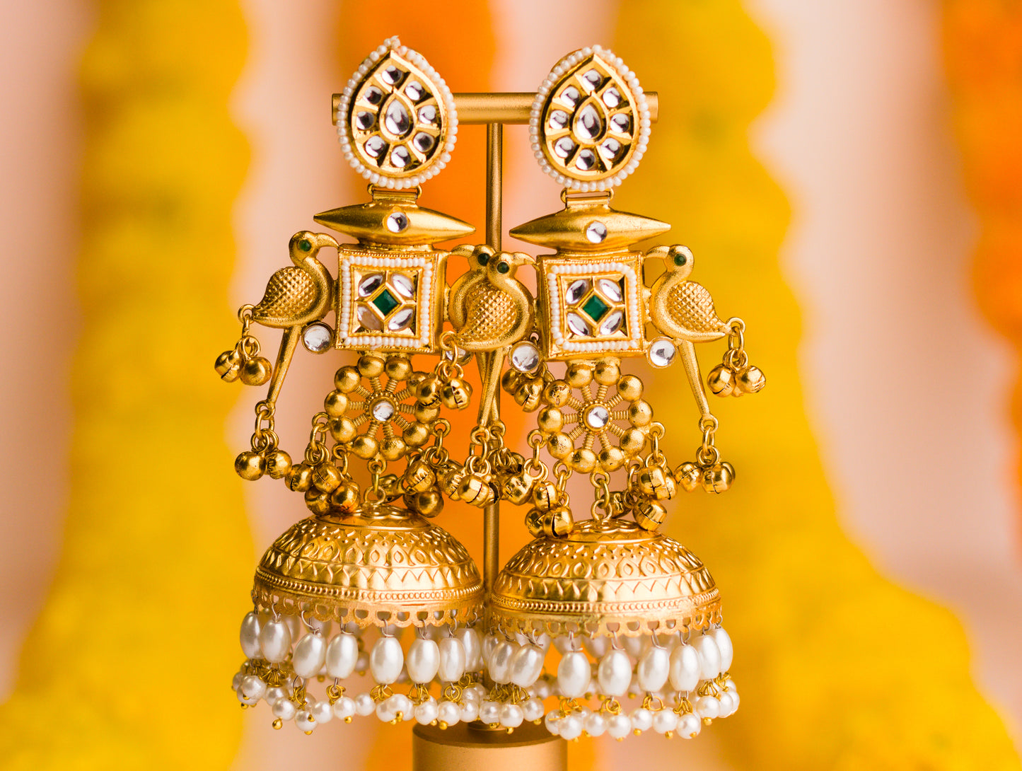Gold Saaras Jhumkas