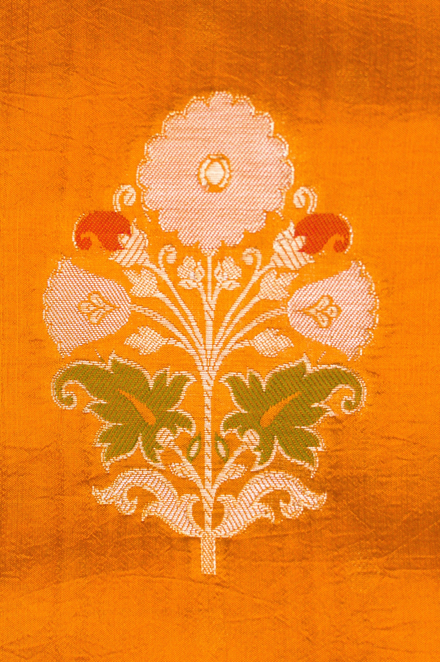 Honey Gold Minakari Guldasta Motif Pure Katan Banarasi Silk Saree.