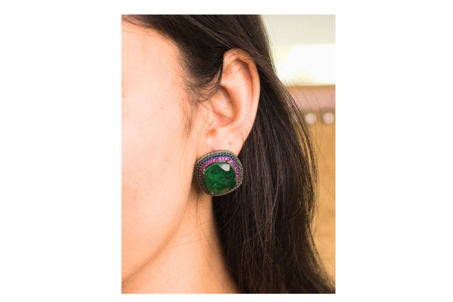 Emerald Moissanite Studs