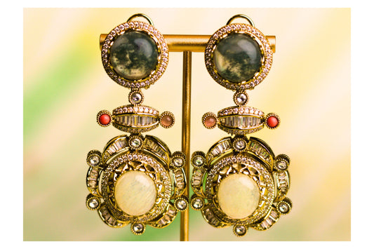 Ivory Drop Stone Statement Earrings