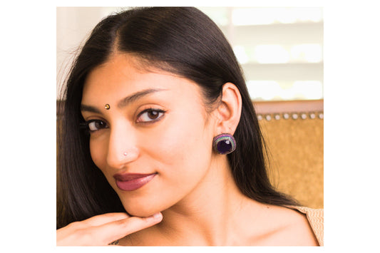 Amethyst Moissanite Studs