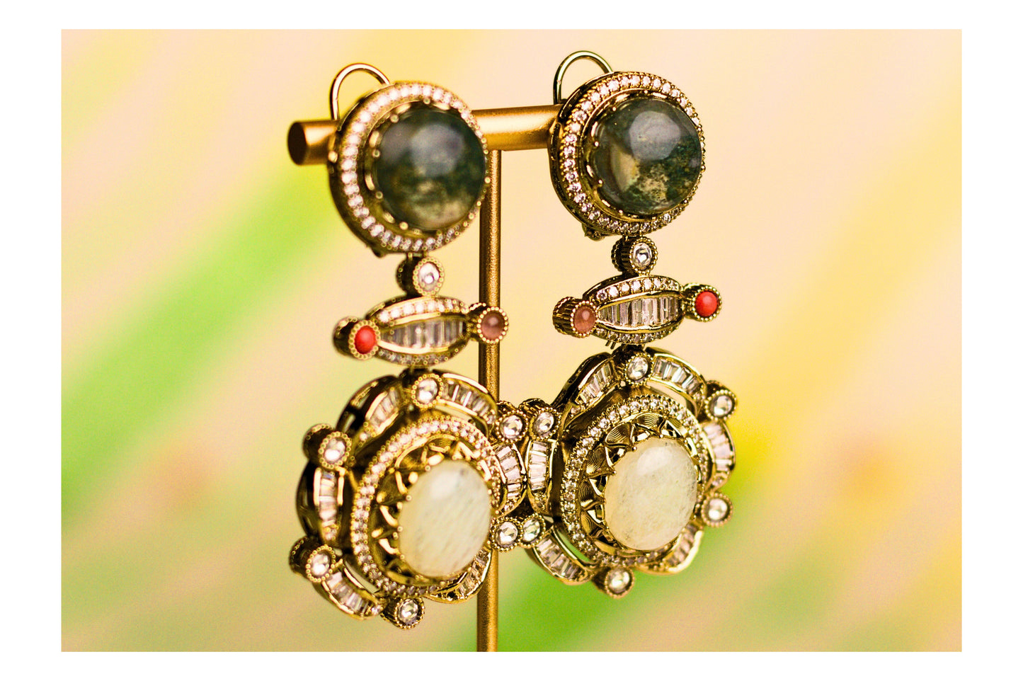 Ivory Drop Stone Statement Earrings