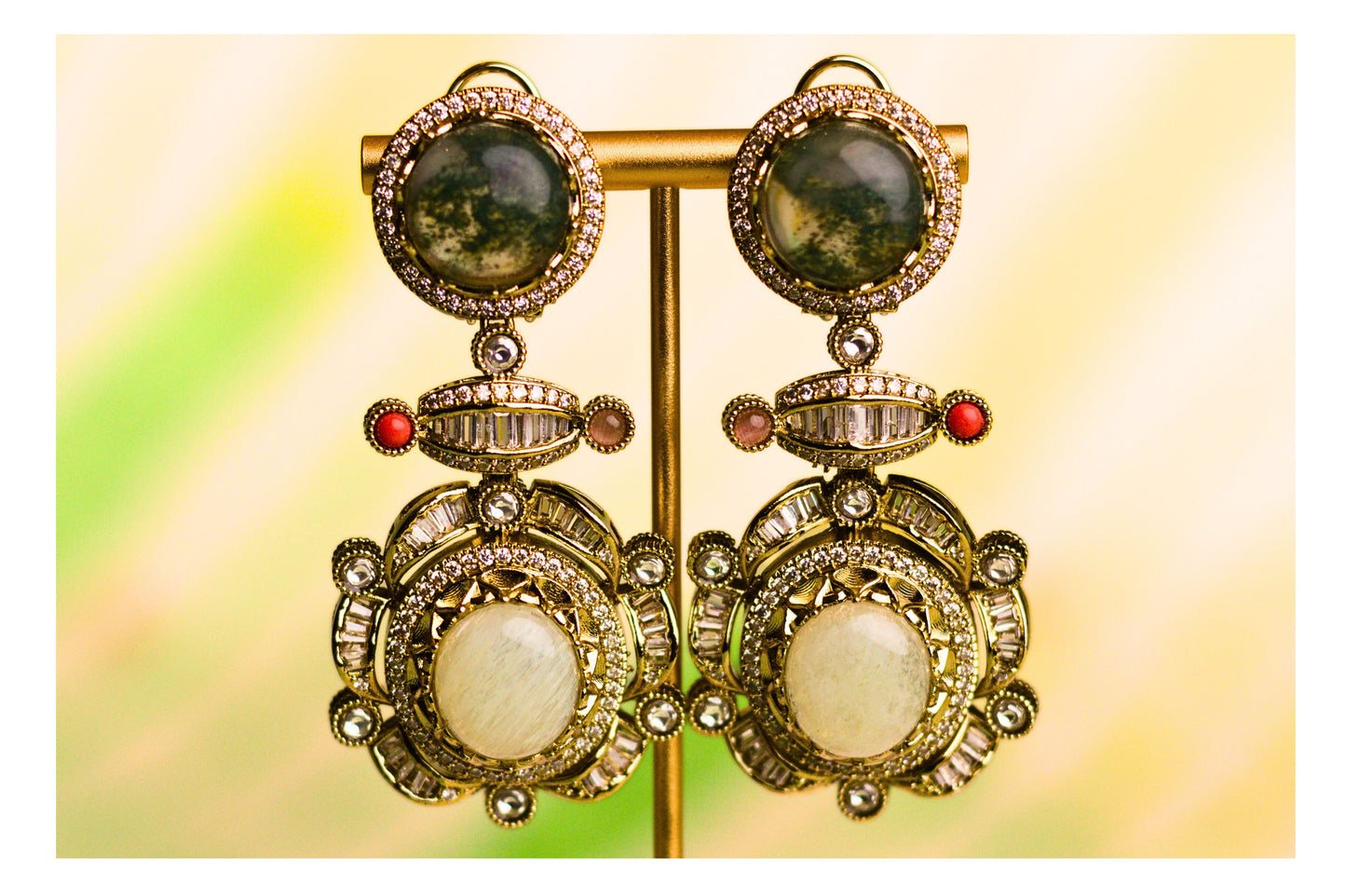 Ivory Drop Stone Statement Earrings