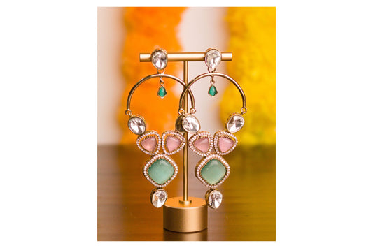 Auqa & Pink Curve Earrings