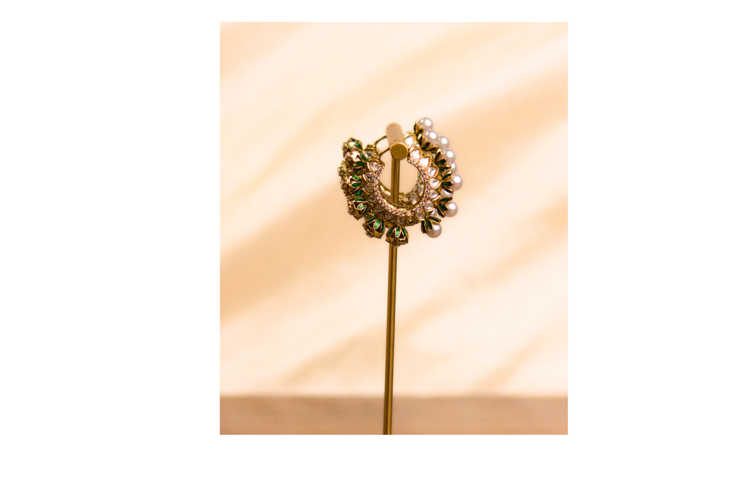 Reversible Green Meena Pearl and Stone Hoop Earrings