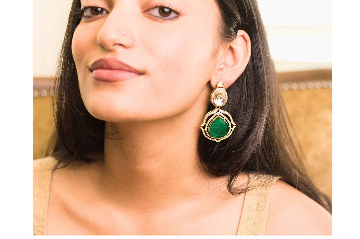 Emerald Green Moissanite Statement Earrings