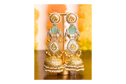 Aqua Stone Chidiya Jhumkas