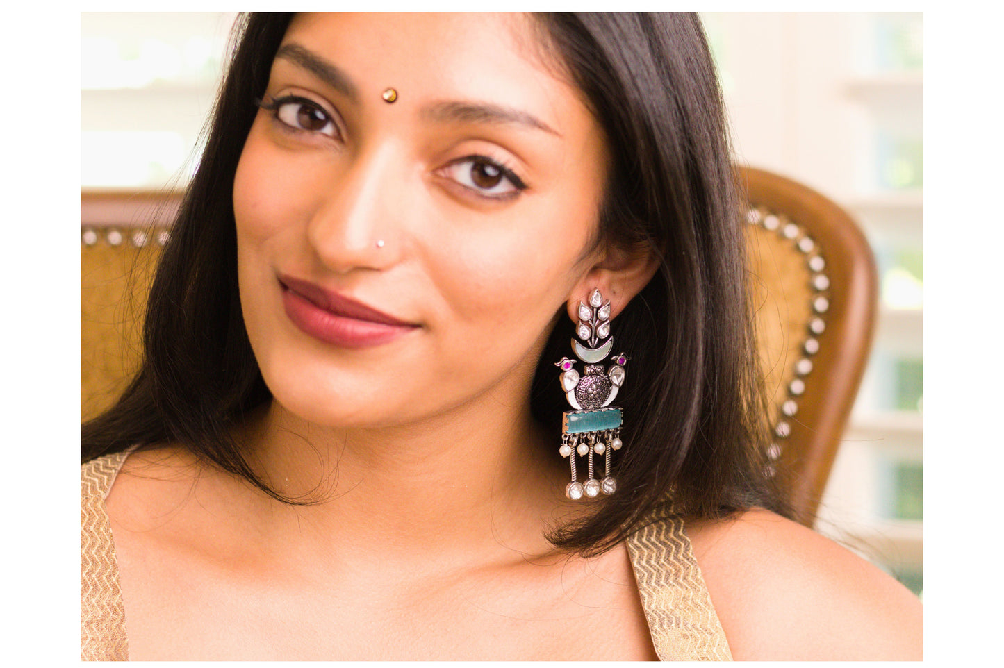 Aqua Woodpecker Earrings