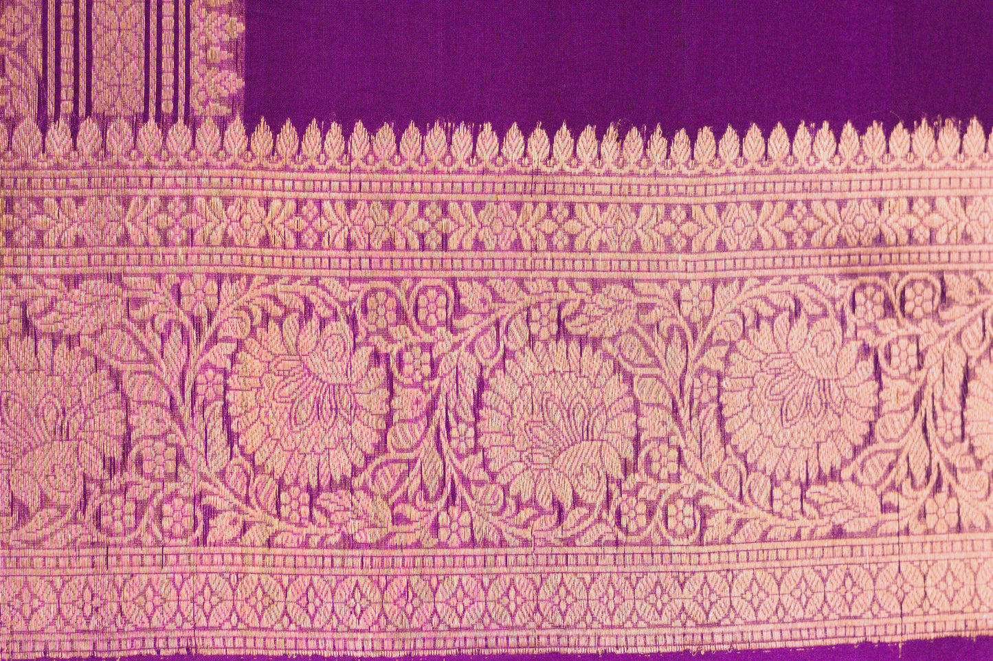 Purple Pure Kora Silk Banarasi Handloom Saree With Gold Zari