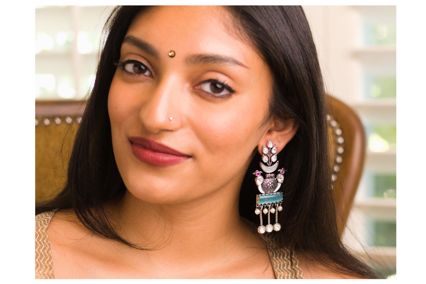 Aqua Woodpecker Earrings