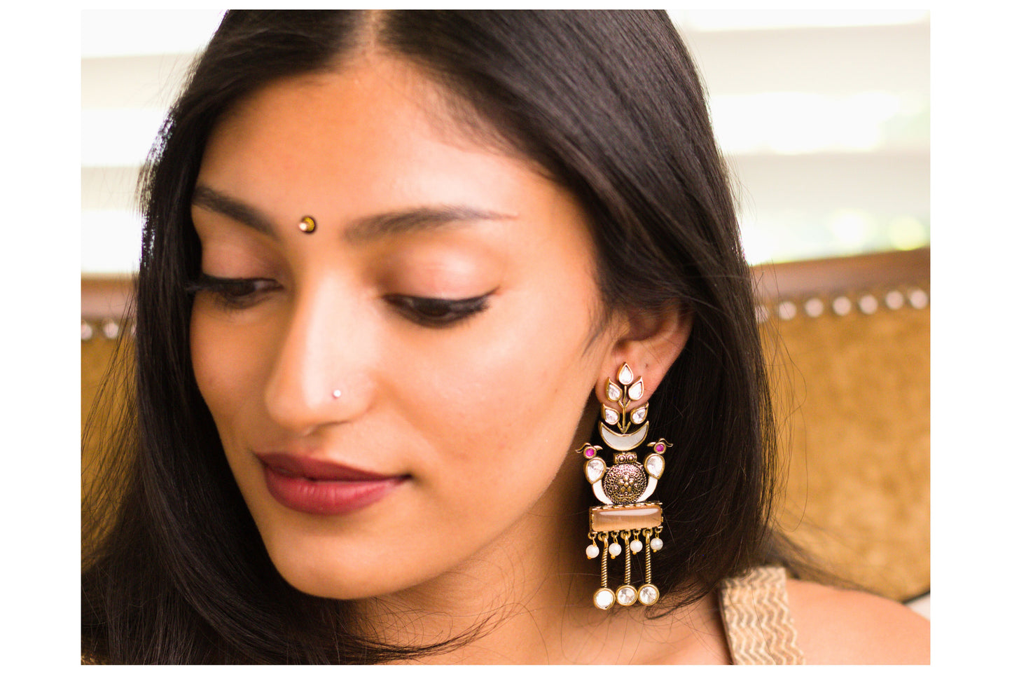 Peach Woodpecker Earrings