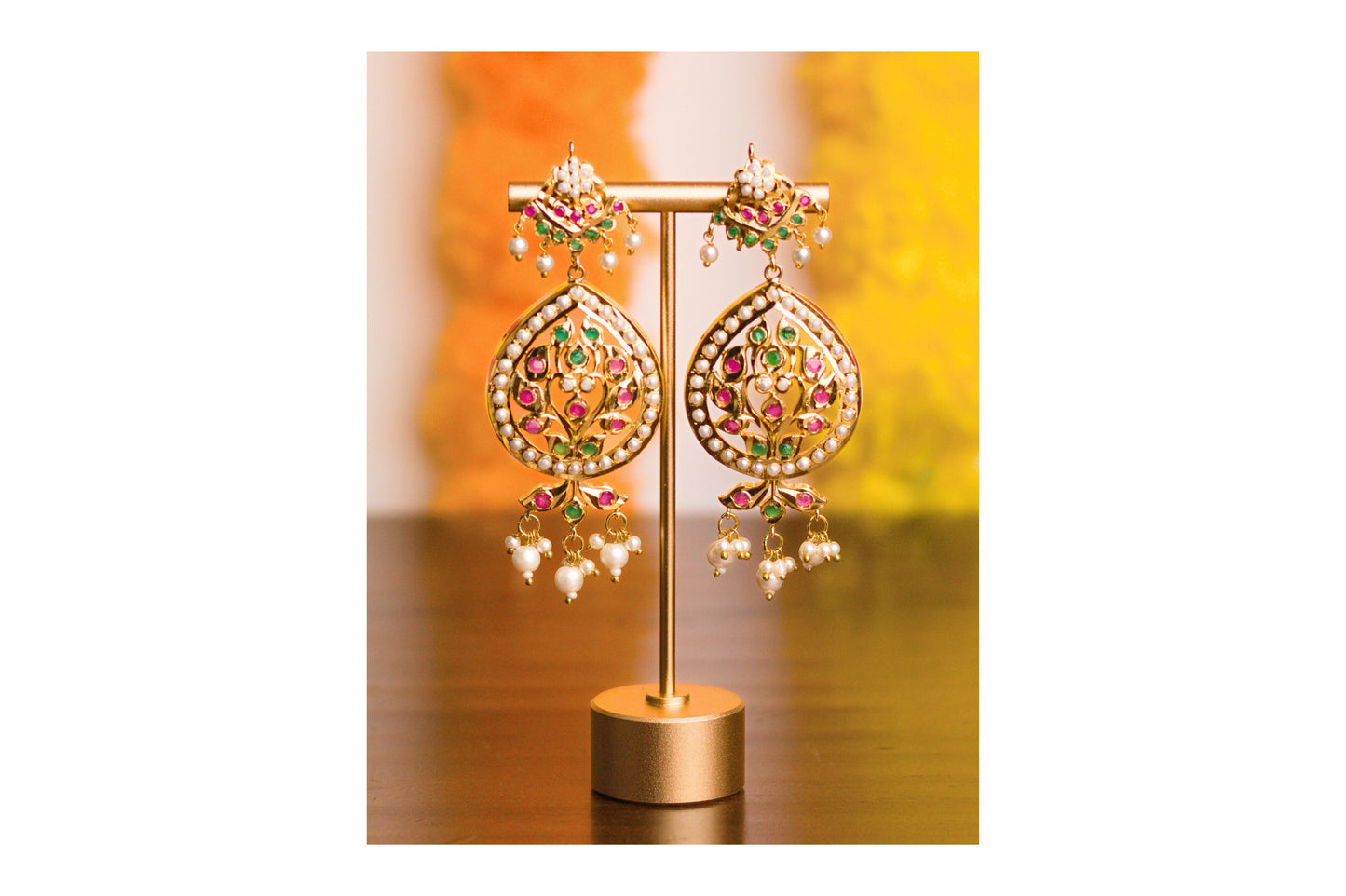 Stone Studded Drop Earrings