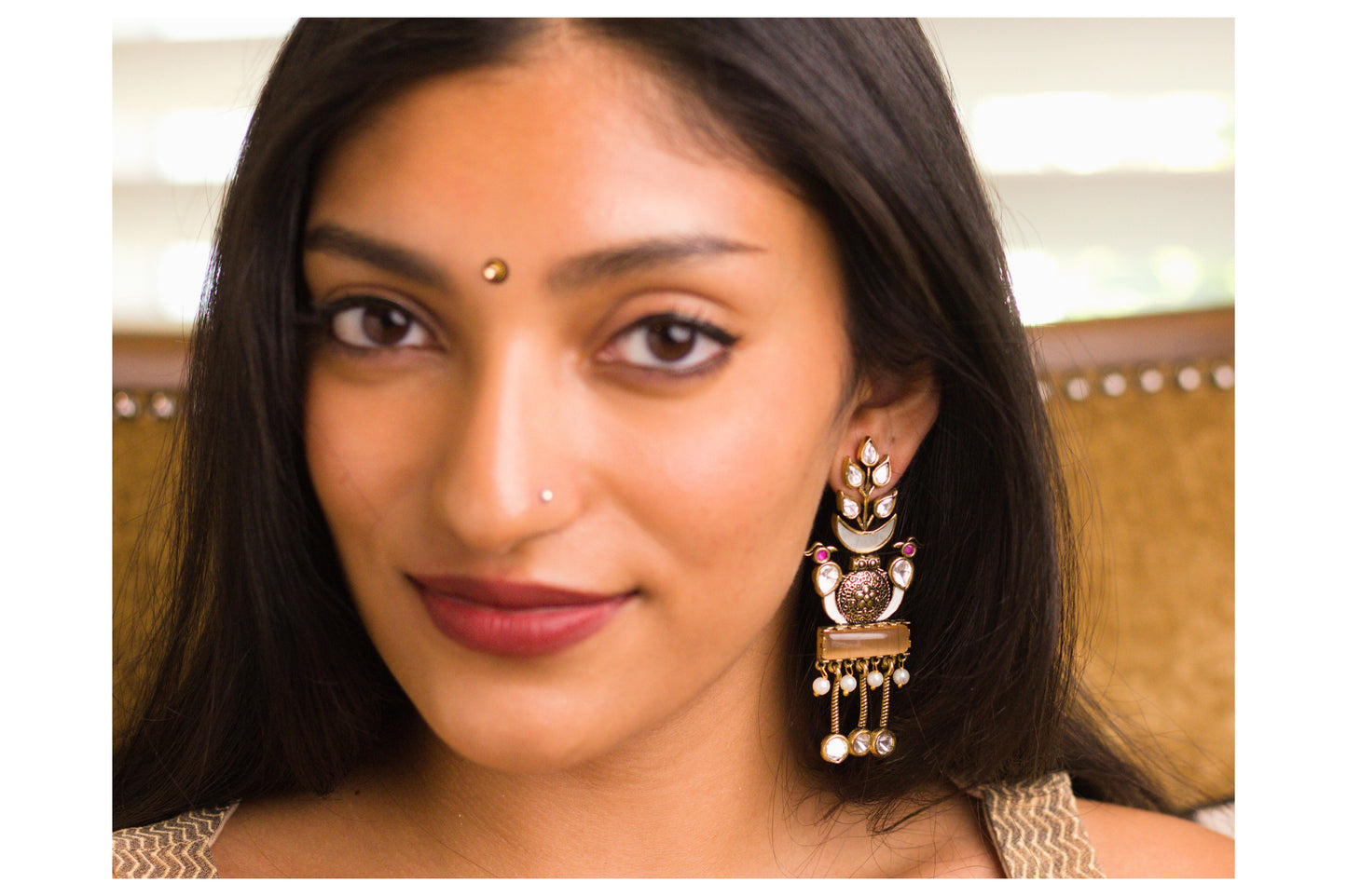 Peach Woodpecker Earrings