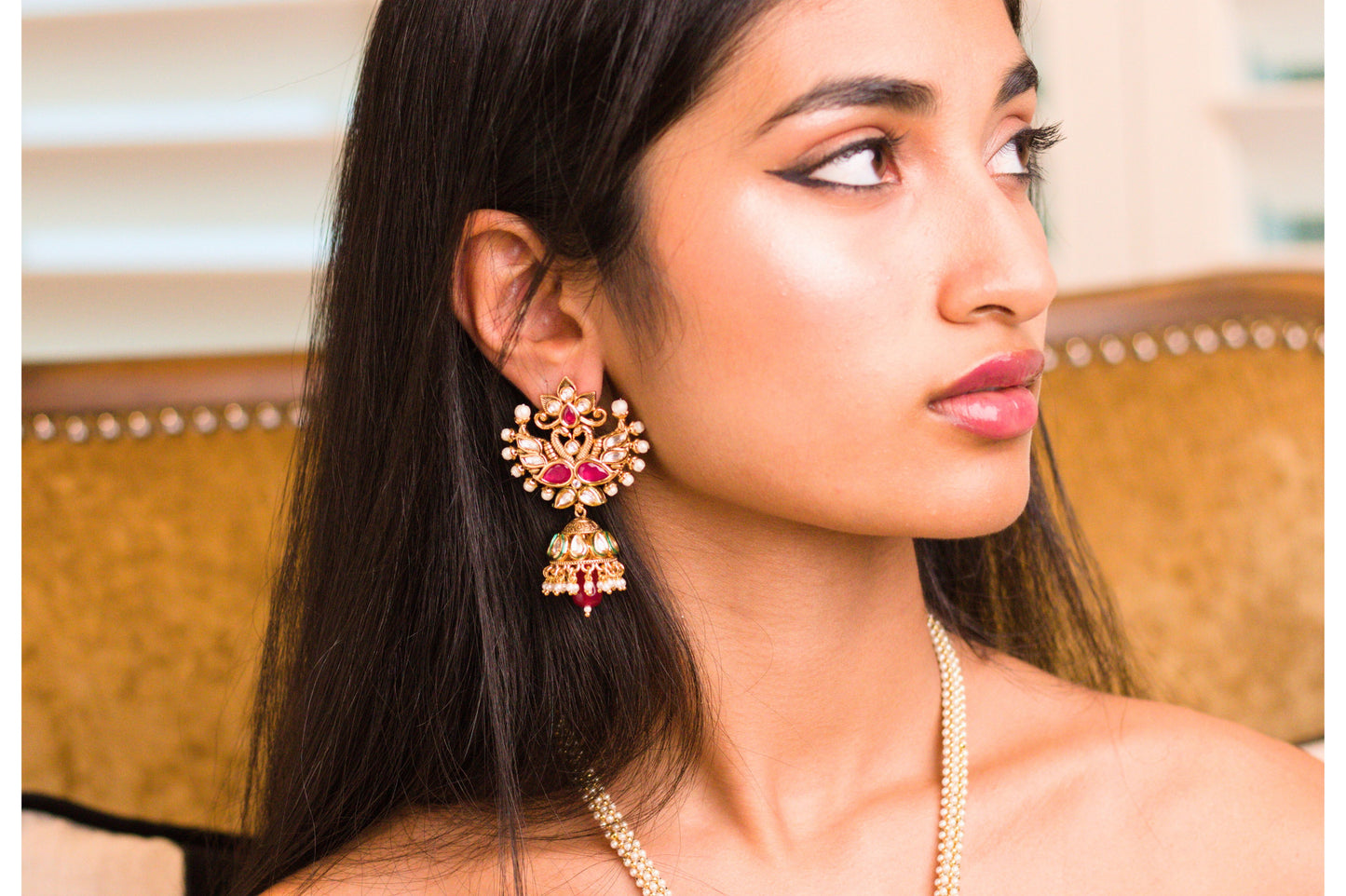 Polki Kundan and Pearl Mor Necklace Set