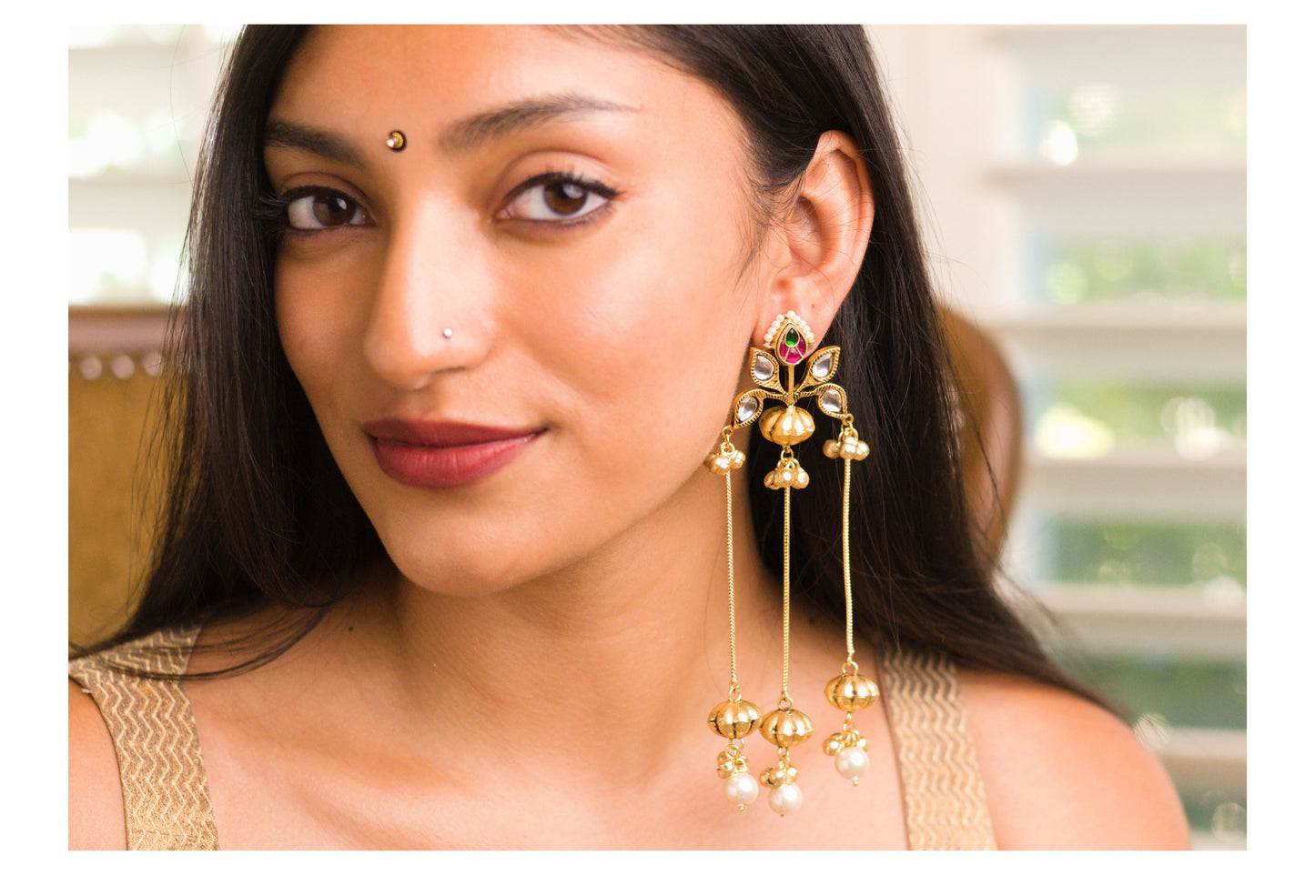 Chain and Ghungroo Rani Pachi Kundan Bali