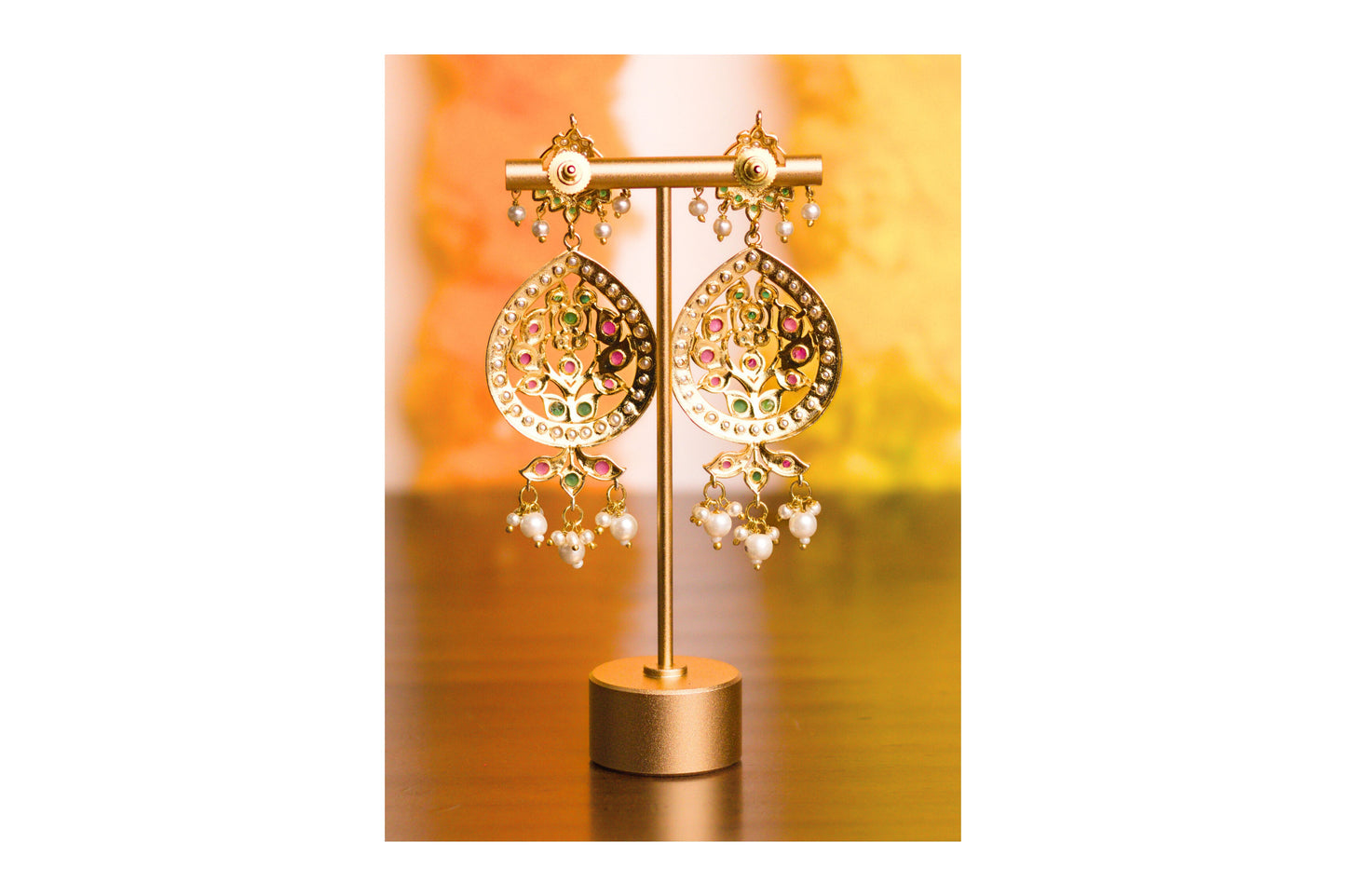 Stone Studded Drop Earrings