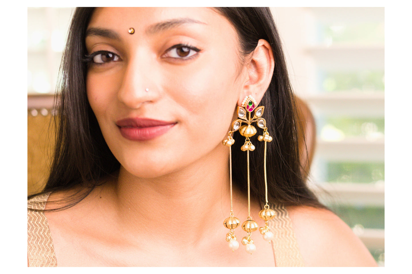 Chain and Ghungroo Rani Pachi Kundan Bali