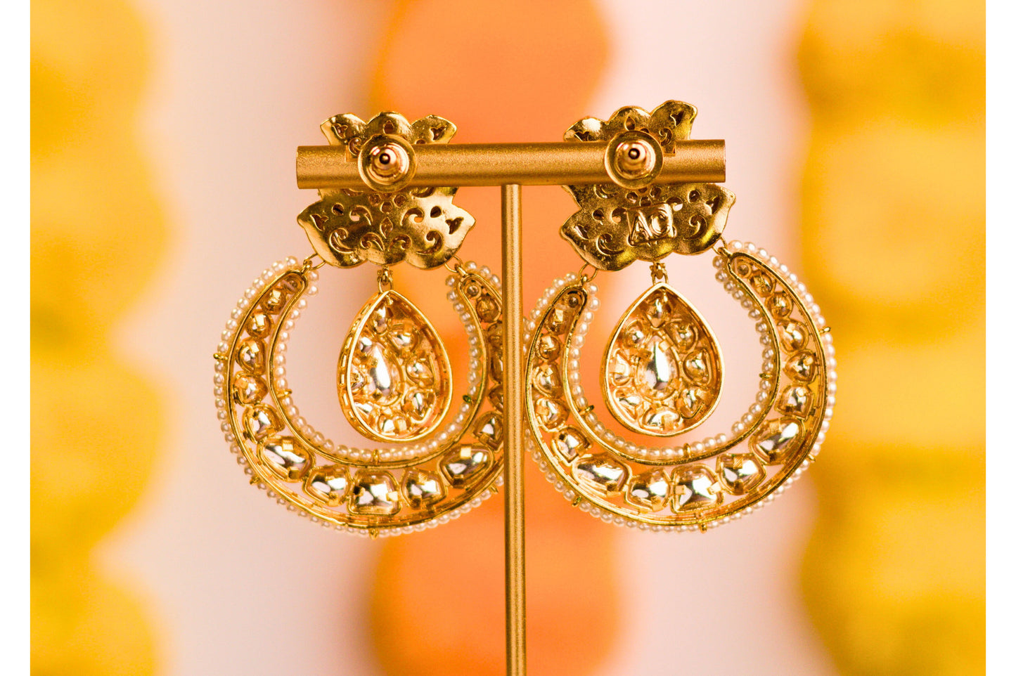 Green Meenakari Drop Kundan and Piroi Chandbali