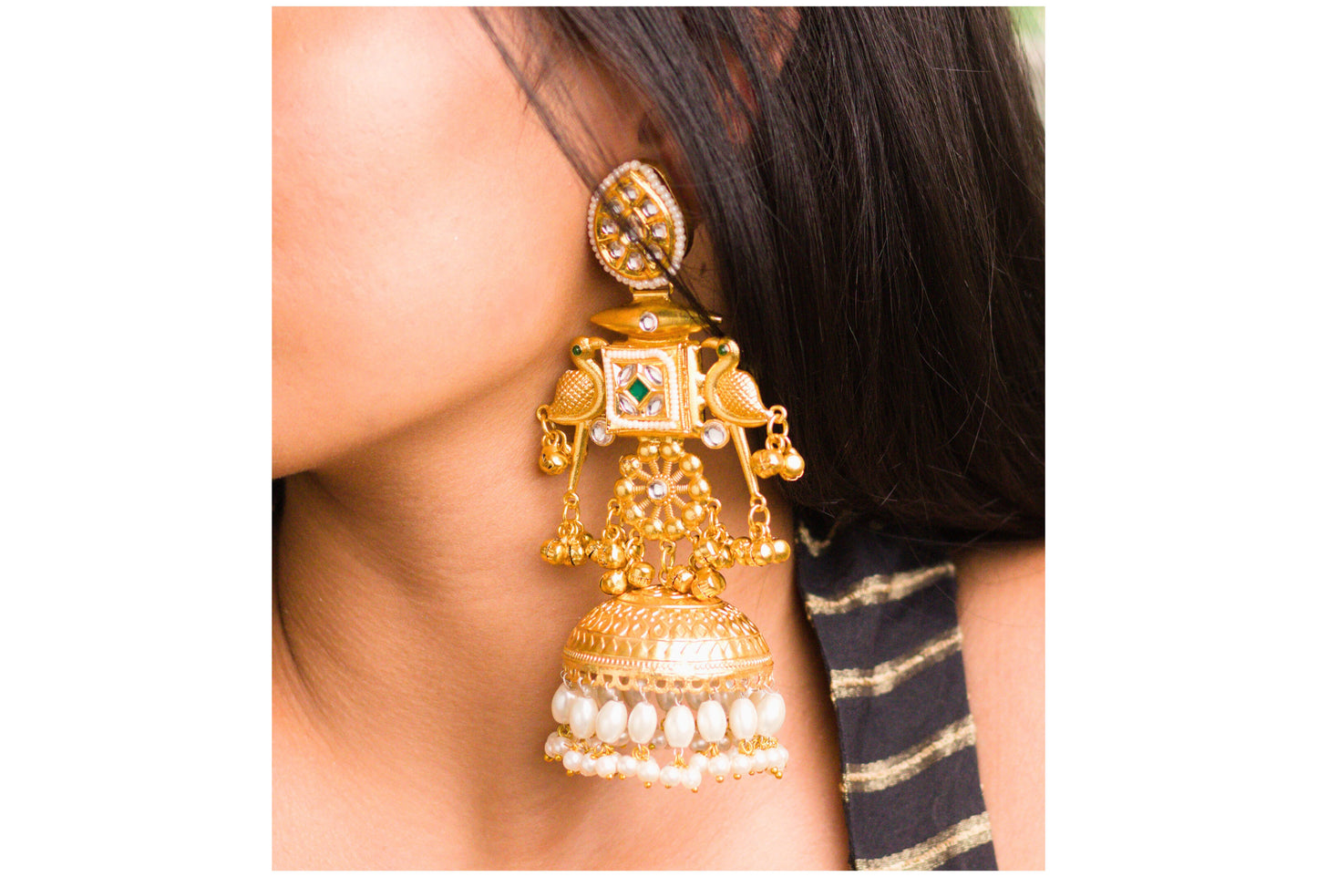 Gold Saaras Jhumkas
