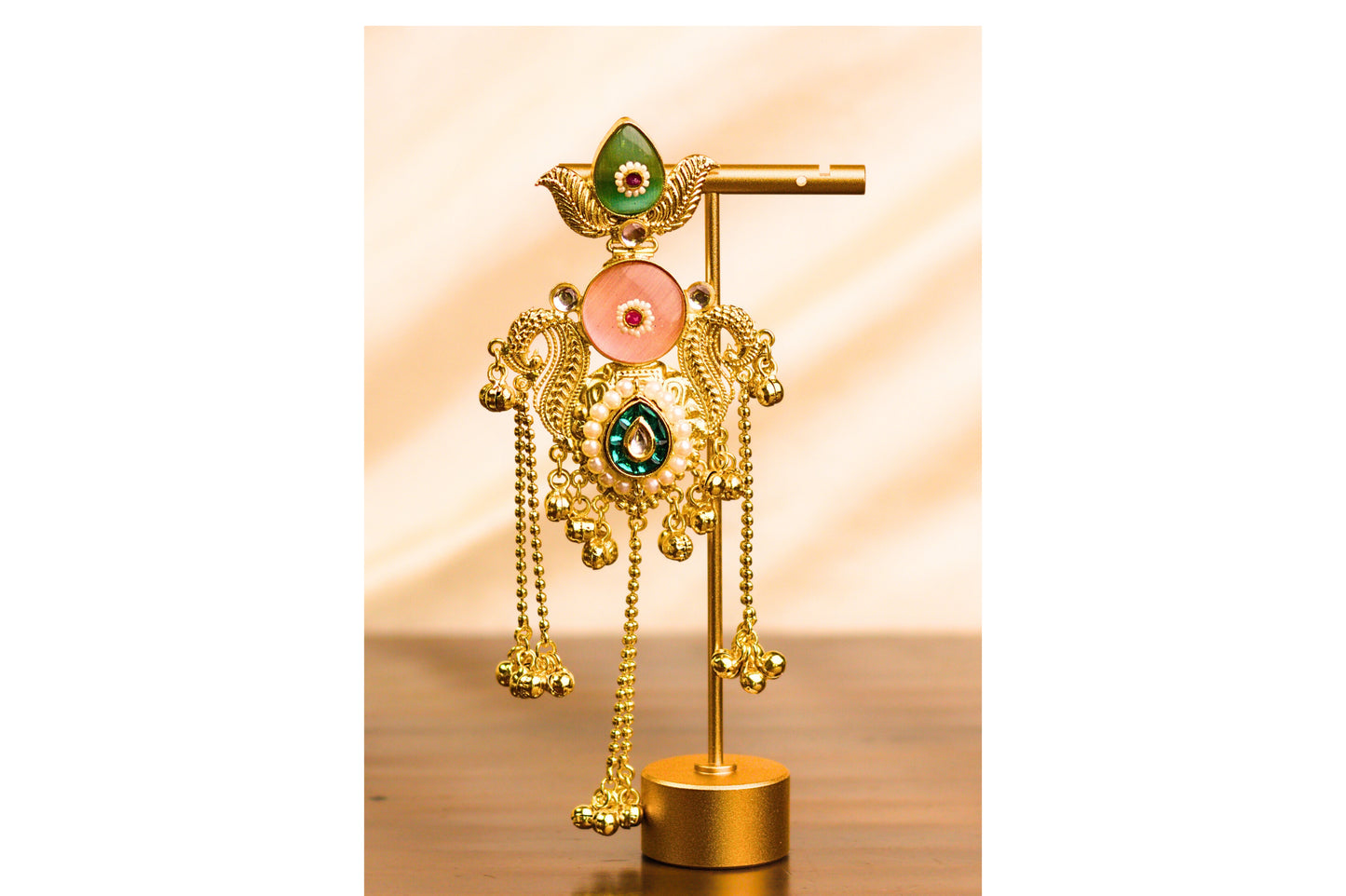 Pink and Mint Ghungroo On Chains Earrings