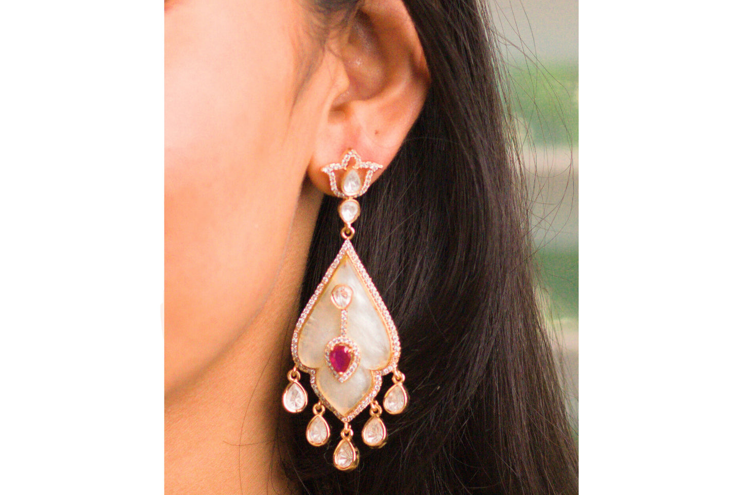 Mother Of Pearl Overlay Earrings