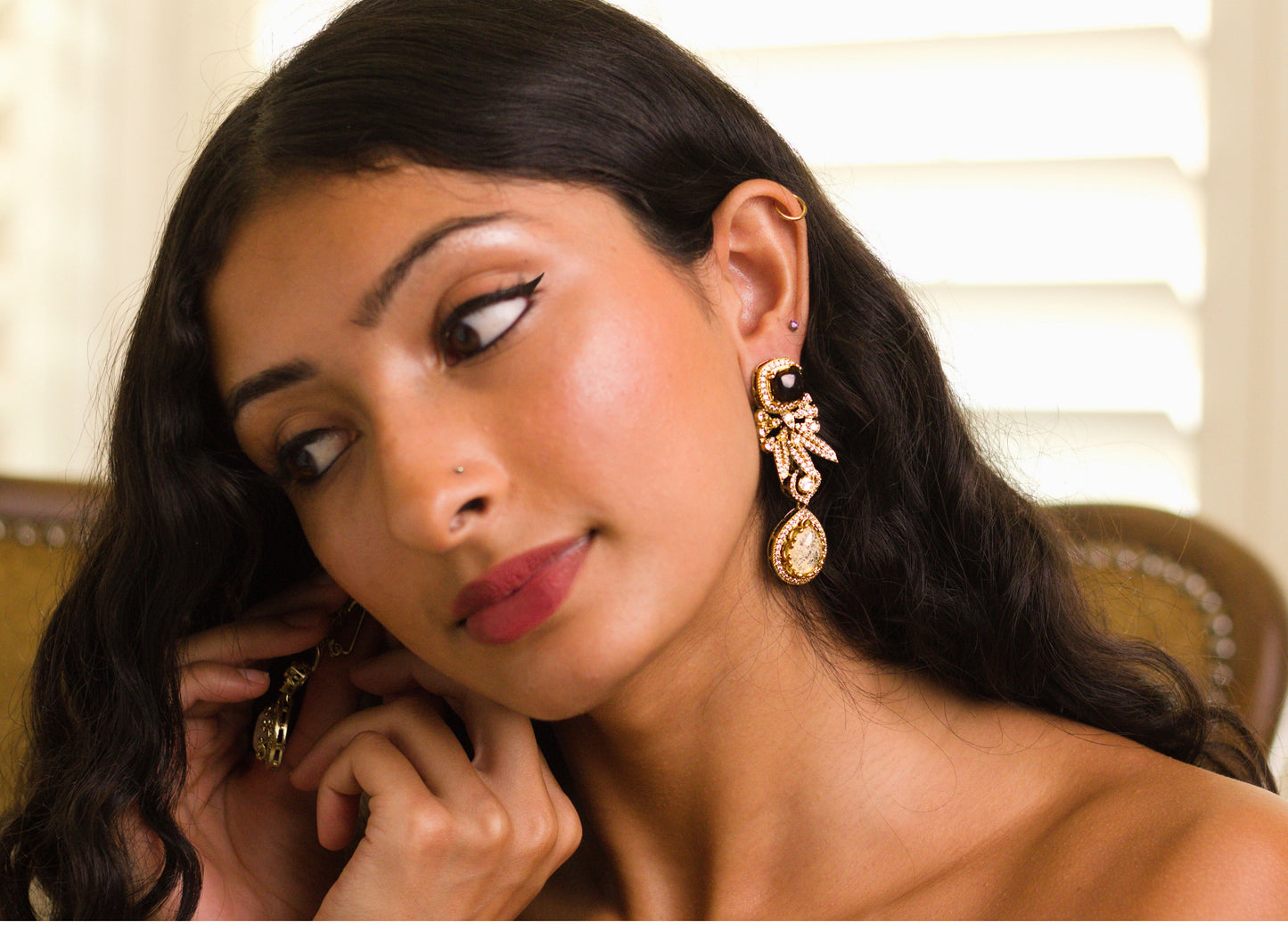 Ivory Drop Leafy Cluster Earrings