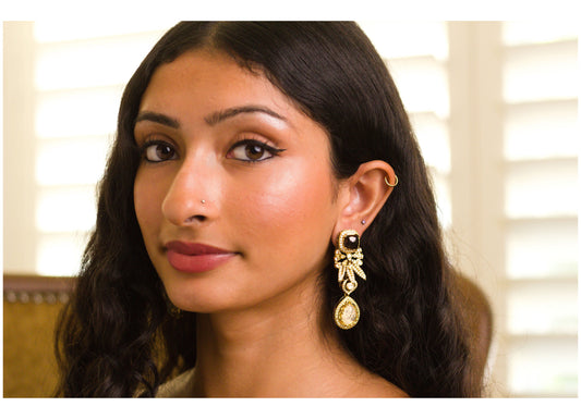 Ivory Drop Leafy Cluster Earrings