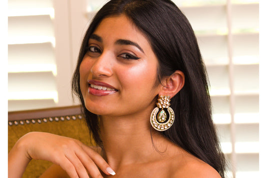 Green Meenakari Drop Kundan and Piroi Chandbali