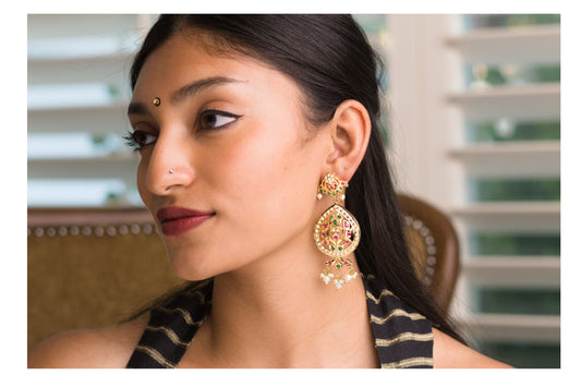 Stone Studded Drop Earrings