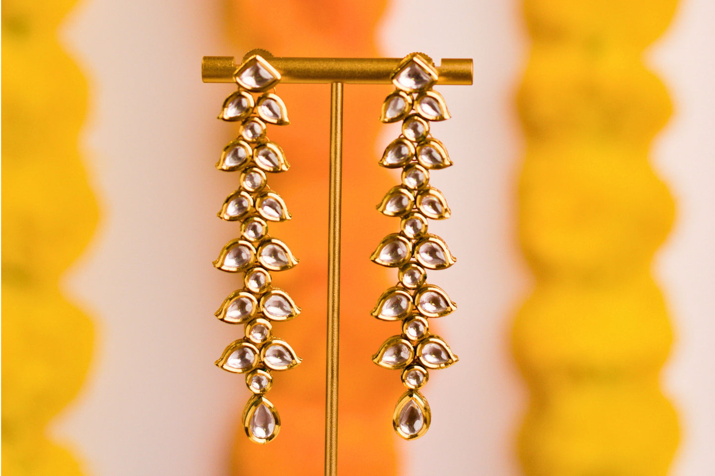 Kundan Leaf Trails Drop Earrings