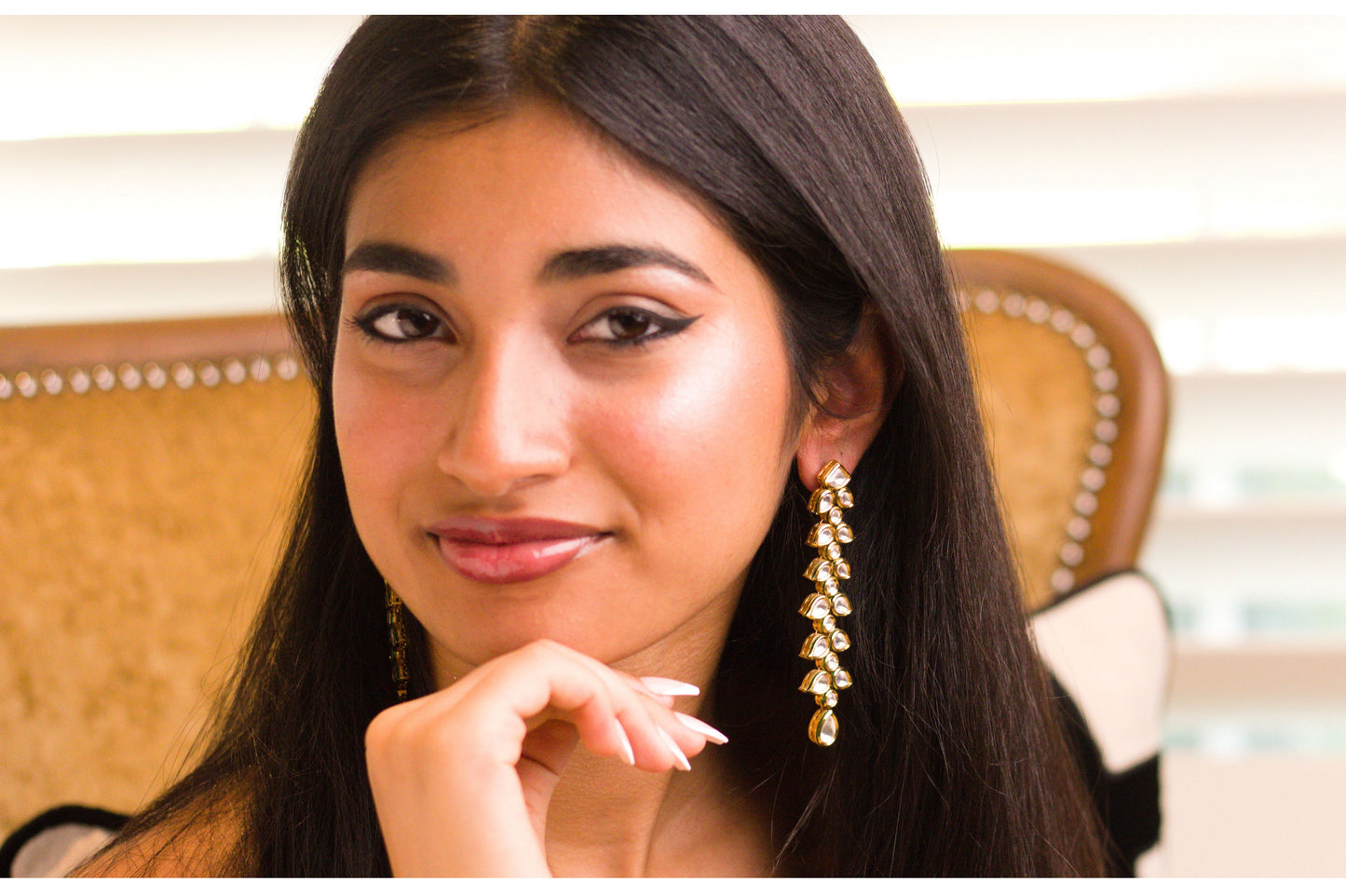 Kundan Leaf Trails Drop Earrings