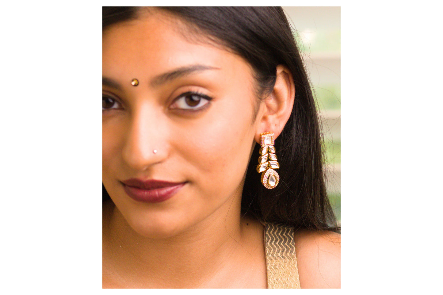 Kundan Meena Earrings