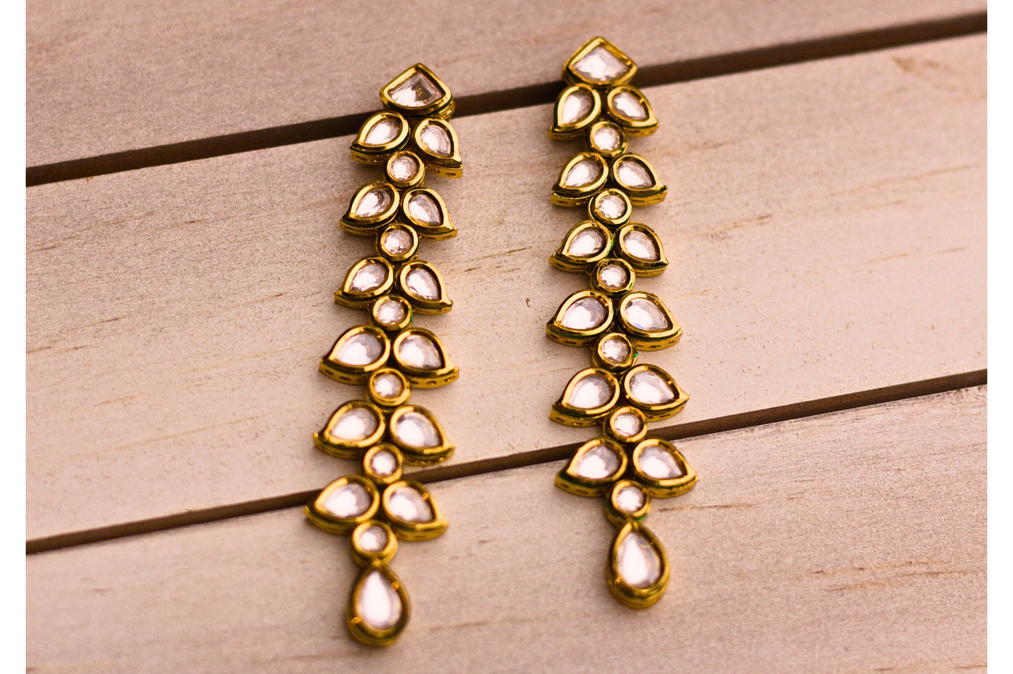 Kundan Leaf Trails Drop Earrings