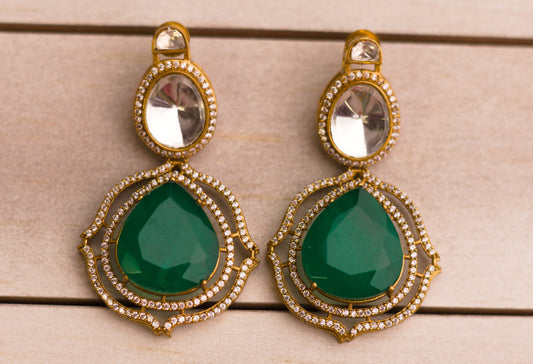 Emerald Green Moissanite Statement Earrings