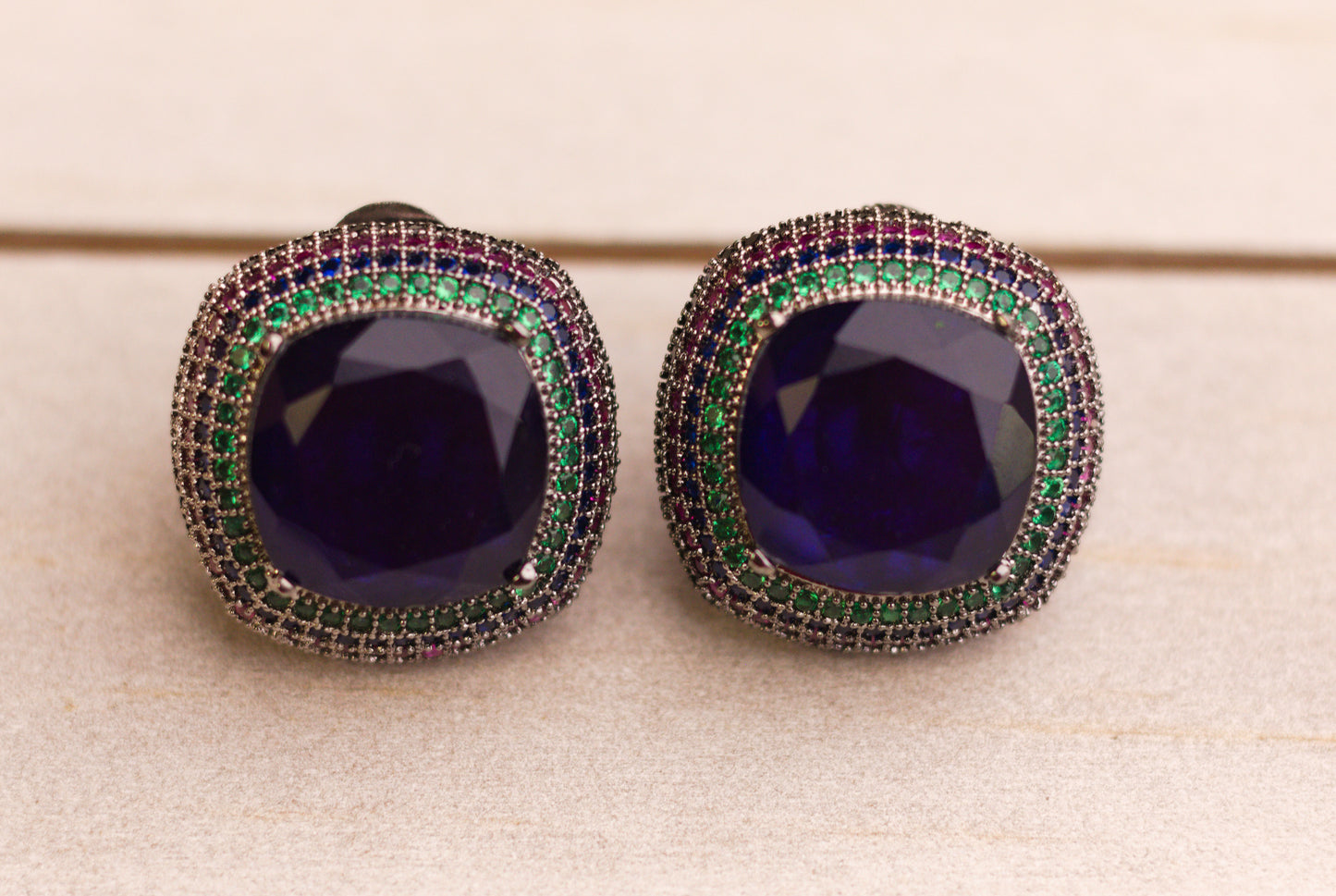 Amethyst Moissanite Studs