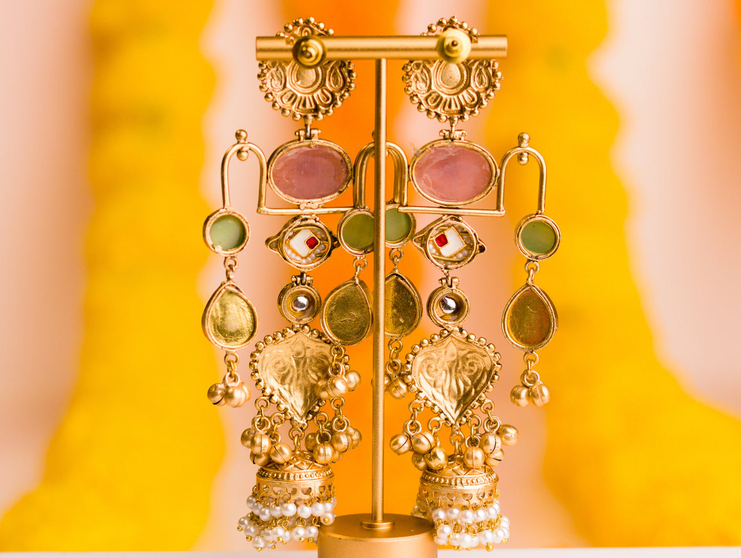 Pink and Aqua Tarazoo Jhumkas