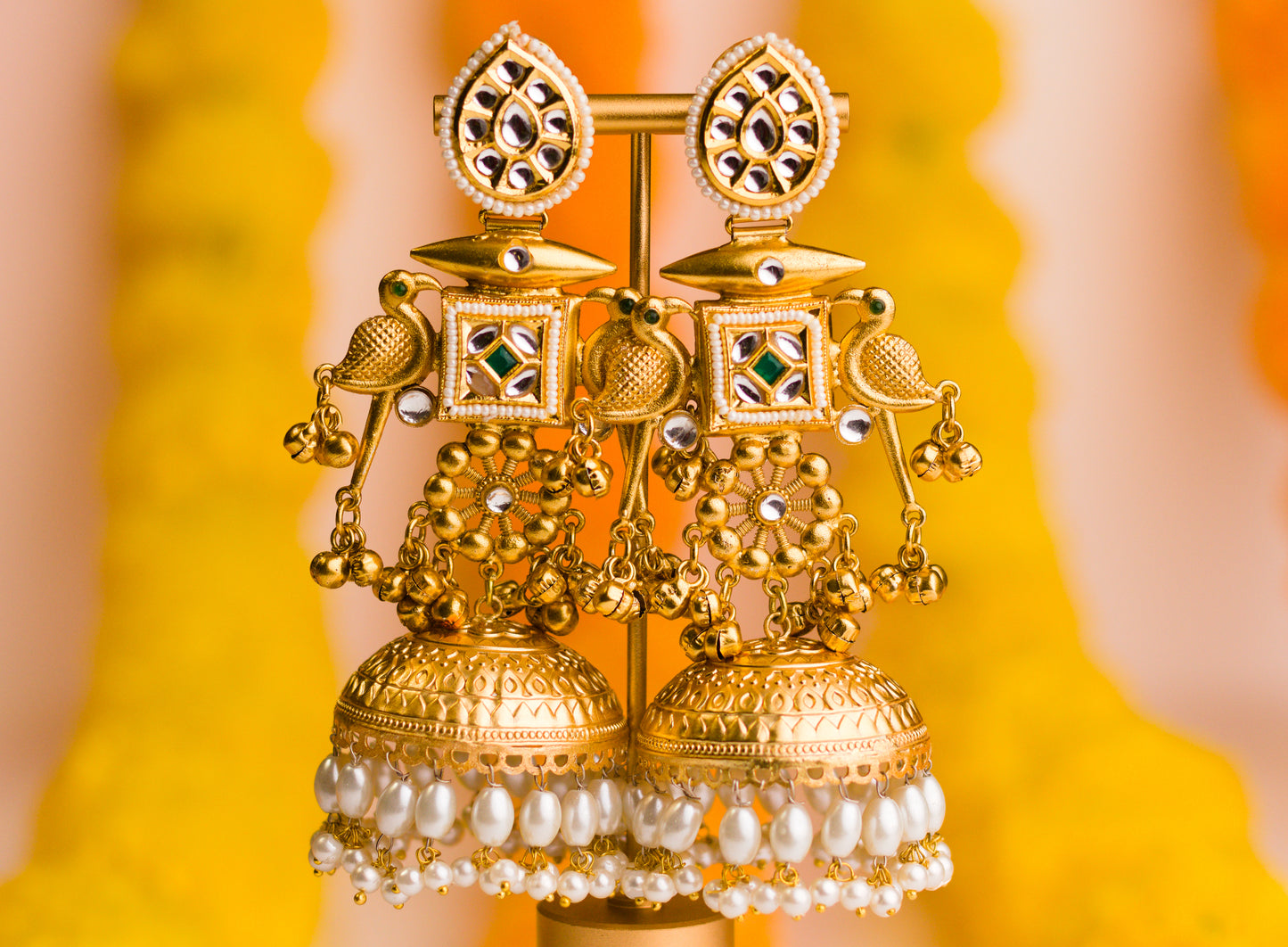 Gold Saaras Jhumkas