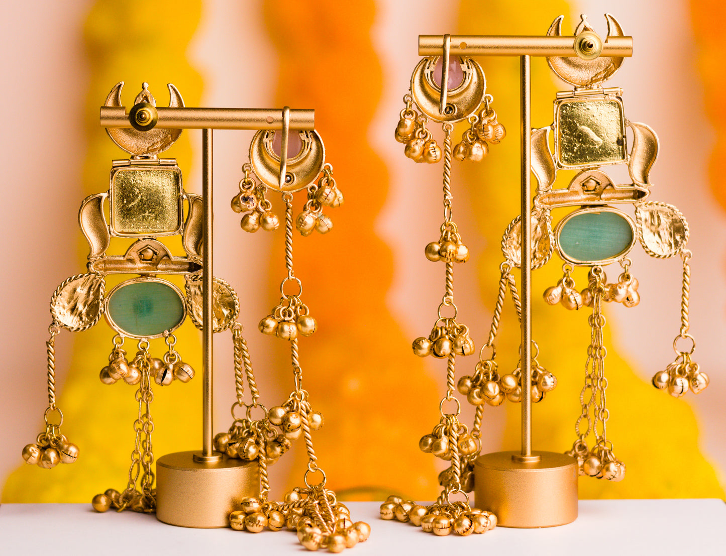 Rani Pachi Kundan Statement Earrings with Kaan Chains