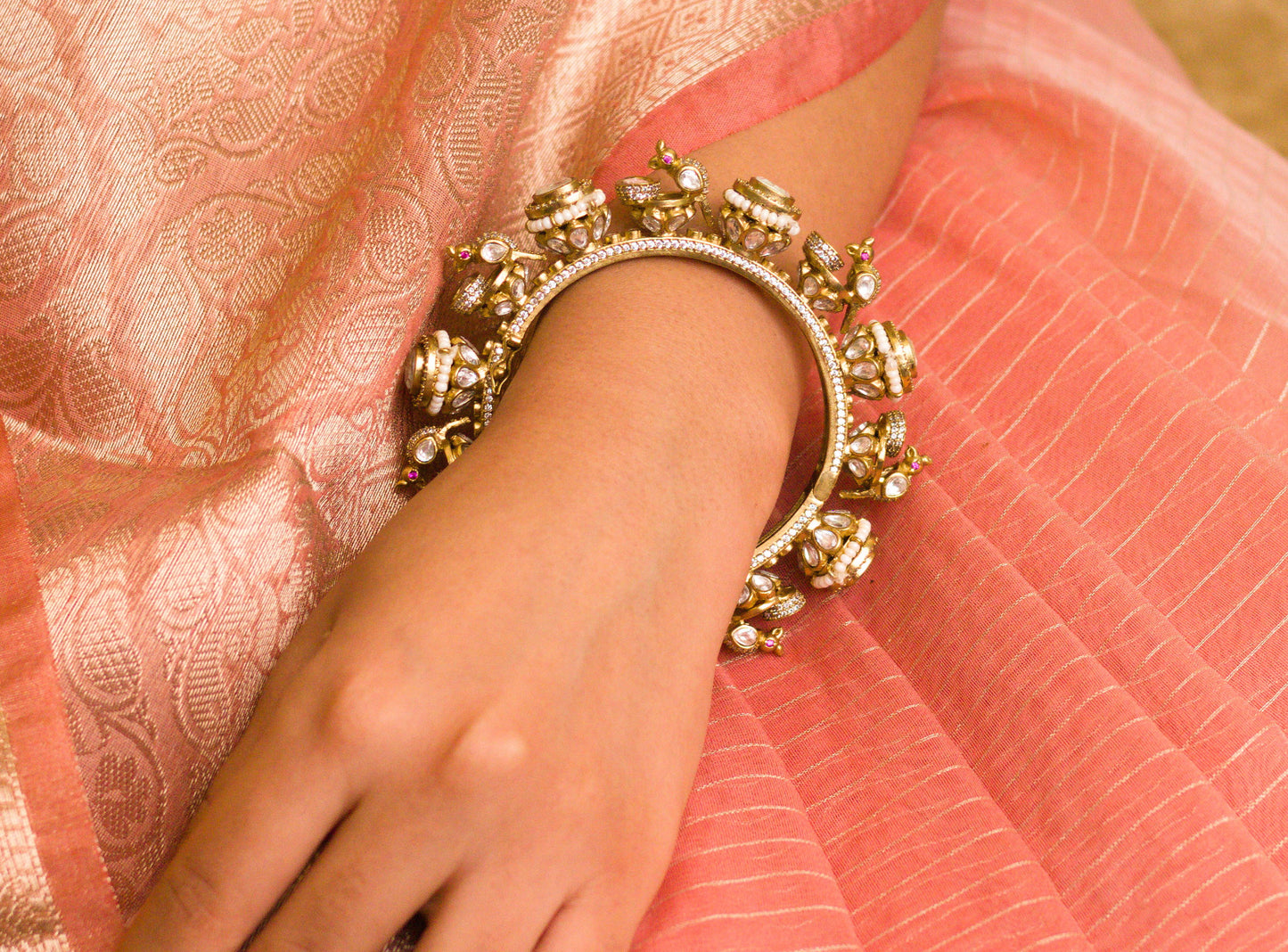 Bird Feeder Motif Kundan and Piroi Kangan